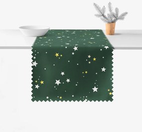 Goldea karácsonyi teflonbevonatú asztali futó - csillagok zöld alapon 20x120 cm