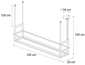 Függőlámpa fekete polccal, beépített LED-del, 3 fokozatban szabályozható - Cage Rack