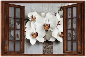 Poszterek 120x80 Fehér orchideåk és mozaik