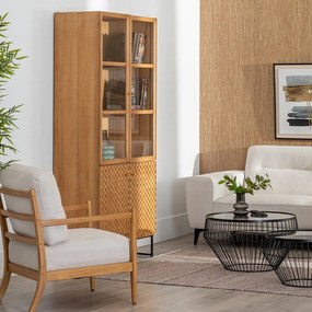 Natúr színű tálalószekrény kőrisfa dekorral 84,5x198 cm – Ixia