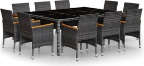 vidaXL 11 részes szürke polyrattan kerti étkezőgarnitúra