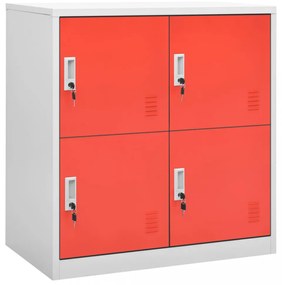 5 db világosszürke-piros acél zárható szekrény 90x45x92,5 cm