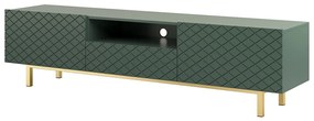 SCALIA II 190 2K1SZ TV-szekrény nyitott polccal - matt sötétzöld / arany lábak