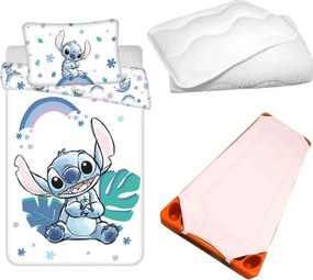 Disney Lilo és Stitch, A csillagkutya Pink Rainbow gyerek, ovis ágyneműhuzat, derékalj és paplan/párna szett 100x135 cm 40x60 cm