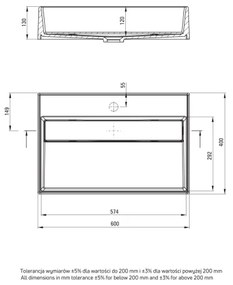 Deante CQR_SU6M CORREO 40x60 cm gránit mosdó, fémes szürke