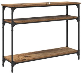 vidaXL Konzolasztal polcokkal Öreg fa 100 x 29 x 75 cm Faanyag