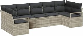 vidaXL Kerti Kanapé Szett párnával 7 pcs Világosszürke polirattan