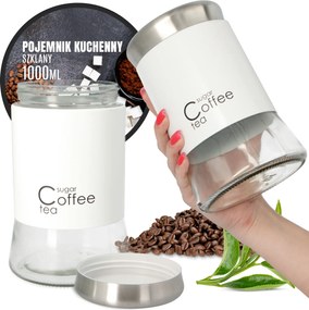 Élelmiszer Tartály 1l Üveg Tégely Kávé Doboz Tea Cukor Fedél Jb