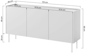 Desin háromajtós komód 170 cm - olívazöld / nagano-tölgy