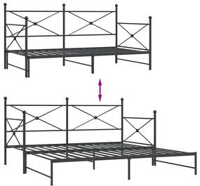 kihúzható kanapéágy matrac nélkül fekete 100x200 cm acél