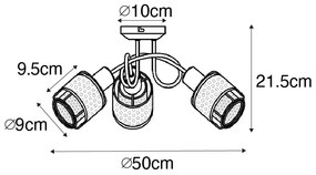 Design mennyezeti lámpa fekete arannyal 3-lámpás - Noud