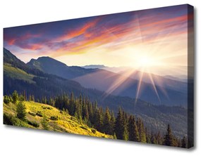 Vászonkép falra Sun Mountain Forest Landscape 125x50 cm