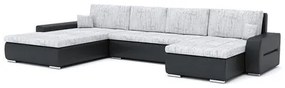 TORONTO U alakú kinyitható kanapé Világos szürke / fekete ökobőr Bal