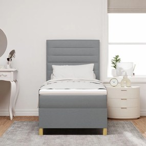 Boxspring ágy matraccal Világosszürke 90x200 cm Szövet