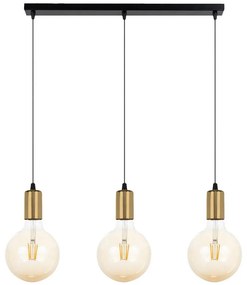 Csillár zsinóron MIROS 3xE27/60W/230V fekete/arany