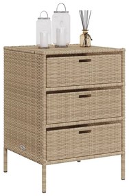 bézs polyrattan kerti tárolószekrény 55 x 59 x 80 cm