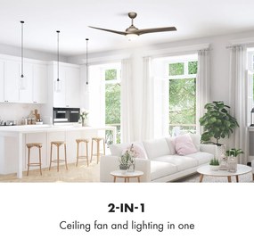 Klarstein Figo, titán, mennyezeti ventilátor, 52", 55 W, mennyezeti lámpa, 2 x 42 W, távirányító