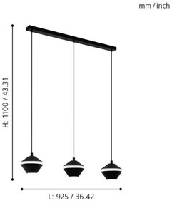 Eglo 98682 - LED Csillár zsinóron PERPIGO 3xGU10/5W/230V