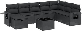 vidaXL 9 részes fekete polyrattan kerti ülőgarnitúra párnákkal