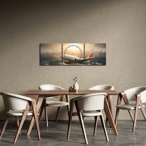 Kép - Repülőgép a felhőkben (órával) (90x30 cm)