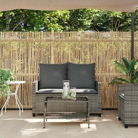 2 személyes szürke polyrattan kerti kanapé asztallal&amp;párnával