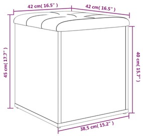 fekete szerelt fa tárolópad 42 x 42 x 45 cm