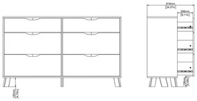 Fehér-natúr színű komód tölgyfa dekorral 156x92x40 cm Ikast – Tvilum