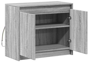 szürke sonoma szerelt fa tálalószekrény LED-del 72 x 34 x 61 cm