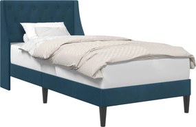 vidaXL Ágykeret fejtámlával Kék 80 x 200 cm Bársony