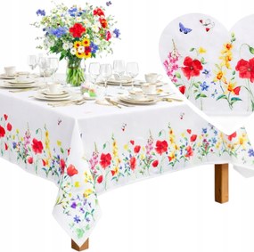 Abrosz Fehér Asztalra Piros Pipacsokkal foltálló szőnyeg 140x220 tavaszi