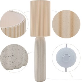 Álló lámpa 122 cm Bézs kerámia magas pliszírozott lámpabúra boho nappaliba