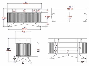 Stor Oak and White konzolasztal