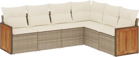 vidaXL 6 részes bézs polyrattan kerti ülőgarnitúra párnával