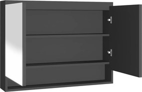 vidaXL antracitszürke MDF tükrös fürdőszobaszekrény 80 x 15 x 60 cm