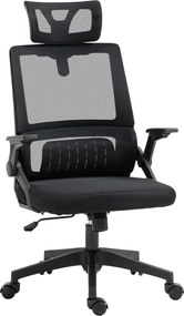 Vinsetto Ergonomikus Irodai Szék, Állítható Fejtámlás Íróasztali Szék Magasságban Állítható Karfa, Dőlésszög Funkció, Deréktámasz, Háló, Fekete | Aoso