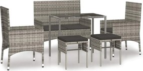 vidaXL 6 részes szürke polyrattan kerti ülőgarnitúra párnákkal