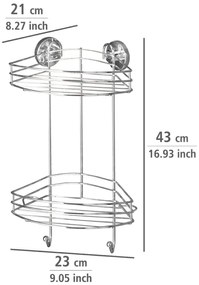 WENKO 20885100-Sarokpolc VACUUM-LOC RUND STAH 24,5x41 cm fényes króm