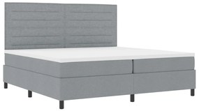 vidaXL Rugós ágy matraccal és LED világítással, világosszürke, 200 x 200 cm-es szövet