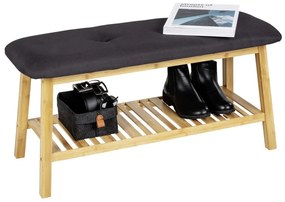 Fekete-natúr színű bambusz ülőkés cipőtartó Ecori – Wenko