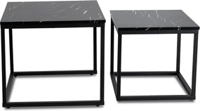 Dohányzóasztal szett fekete márvány hatású felülettel JUNO