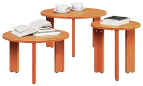 Dohányzóasztal 3 pcs Viaszbarna 47.5 x 47.5 x 27 cm