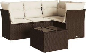 vidaXL 5 részes barna polyrattan kerti ülőgarnitúra párnával