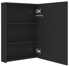 fényes fekete LED-es tükrös fürdőszobaszekrény 50 x 13 x 70 cm