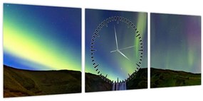 Kép - Aurora Borealis Izlandon (órával) (90x30 cm)