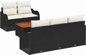 vidaXL Kerti Kanapé Szett tárolóval 6 pcs Fekete és Krém polirattan