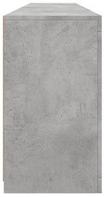 betonszürke tálalószekrény LED-világítással 202x37x67 cm