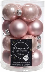 Kis üveg karácsonyfadísz karácsonyfára 3,5cm x16 púderrózsaszín rózsaszín mini