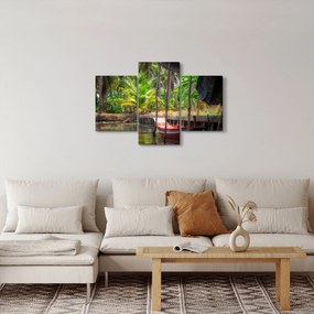 Kép - Fából készült hajó a csatornán, Thaiföld (90x60 cm)