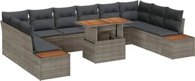 vidaXL Kerti Kanapé Szett tárolóval 11 pcs Szürke Poli rattan