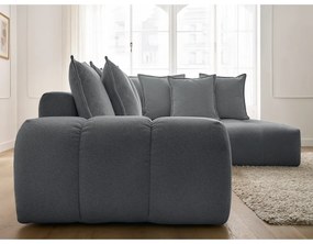 Sötétszürke zsenília kinyitható-tárolóhelyes sarokkanapé (jobb oldali-L alakú) Everest – Bobochic Paris